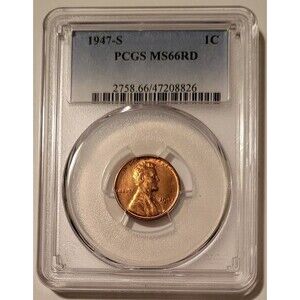 1947 S Lincoln Wheat Cent MS66 RED PCGS